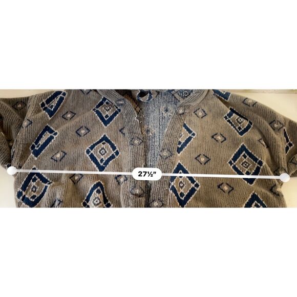 Aztec print robe in gray, white and blue. Size L(M), XL(W). - Picture 6 of 6